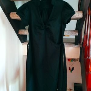 Express Design Studio black wrap dress w/puffed sleeves.